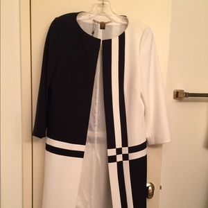 Basler Black and White Geometric Coat Jacket Sz 6